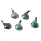 10mm Chrysocolla heart Black Gold Wire Wrapped Pendant 1 piece - The Bead Traders