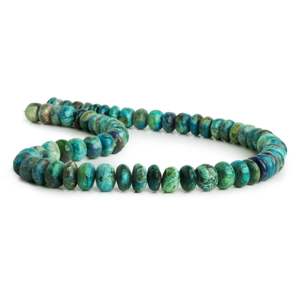 10mm Chrysocolla Plain Rondelles 16 inch 65 beads - The Bead Traders