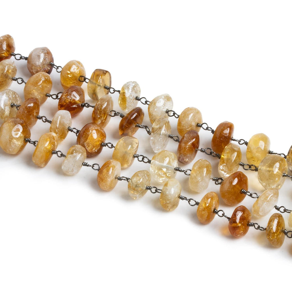 10mm Citrine Rondelle Black Gold Chain - Lot of 3ft - The Bead Traders
