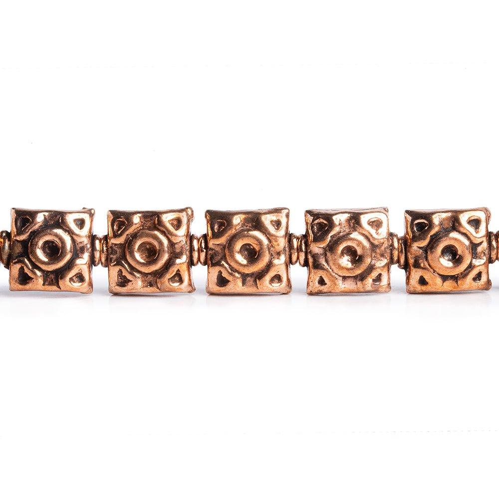 10mm Copper Rectangle with Circular Design 8 inch 18 pieces - The Bead Traders