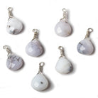 10mm Dendritic Opal heart Silver Wire Wrapped Pendant 1 piece - The Bead Traders