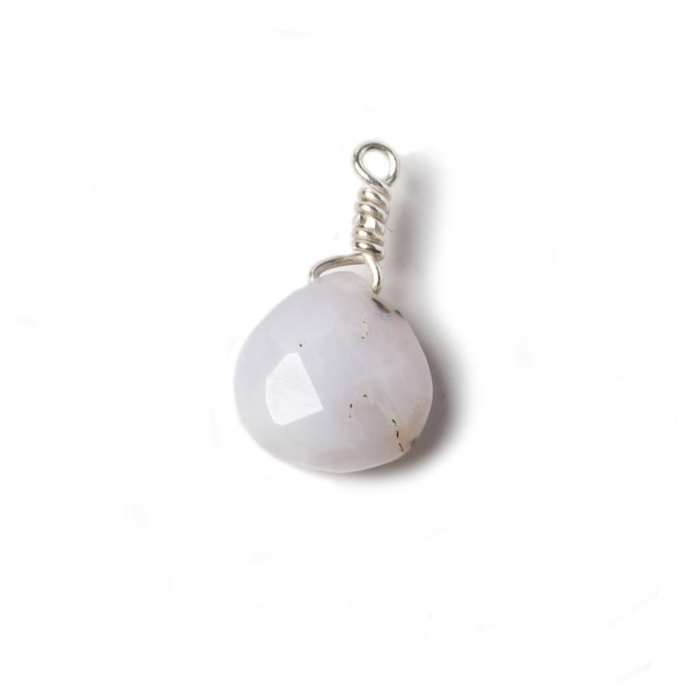 10mm Dendritic Opal heart Silver Wire Wrapped Pendant 1 piece - The Bead Traders