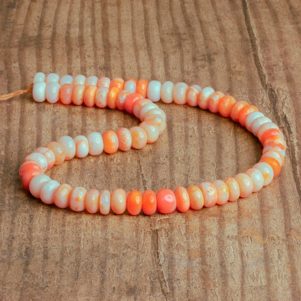 10mm Electric Orange Opal Plain Rondelles 16 inch 65 beads - The Bead Traders