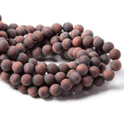 10mm Frosted Red Tiger's Eye plain round beads 15 inch 35 pieces - The Bead Traders