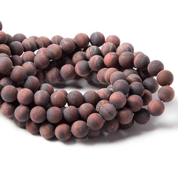 10mm Frosted Red Tiger's Eye plain round beads 15 inch 35 pieces - The Bead Traders