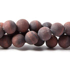 10mm Frosted Red Tiger's Eye plain round beads 15 inch 35 pieces - The Bead Traders