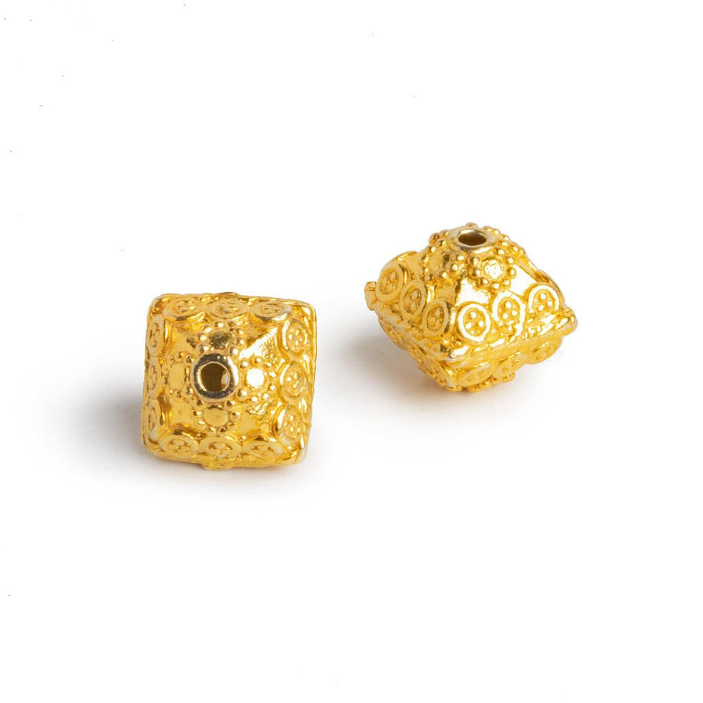 10mm Gold Plated Copper Pyramids Set of 2 Beads - The Bead Traders