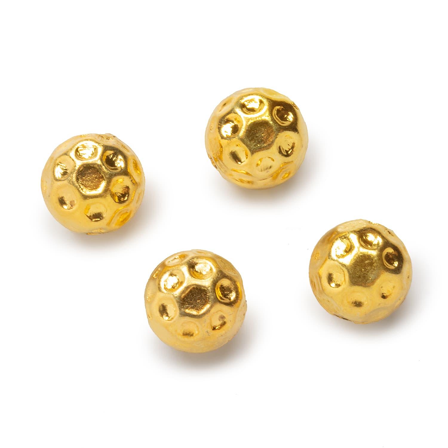 10mm Gold Plated Copper Round Beads 4 Pieces - The Bead Traders
