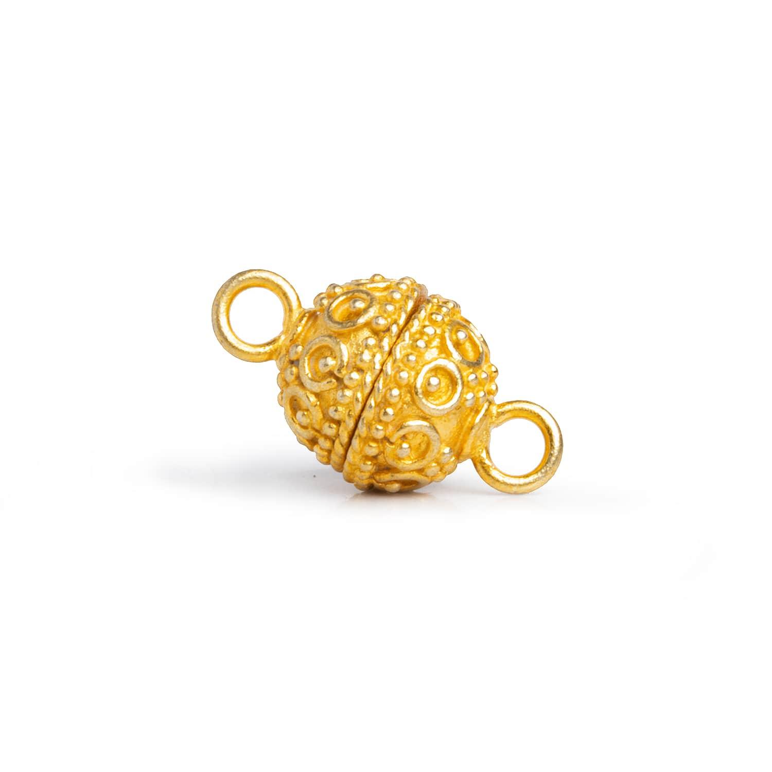10mm Gold Plated Miligrain Circle Design Magnetic Clasp 1 Piece - The Bead Traders