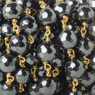 10mm Hematite faceted round Gold plated Chain by the foot 19 pieces - The Bead Traders