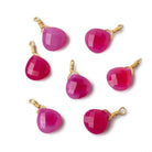 10mm Hot Pink Chalcedony heart Vermeil Wire Wrapped Focal Bead 1 pc - The Bead Traders