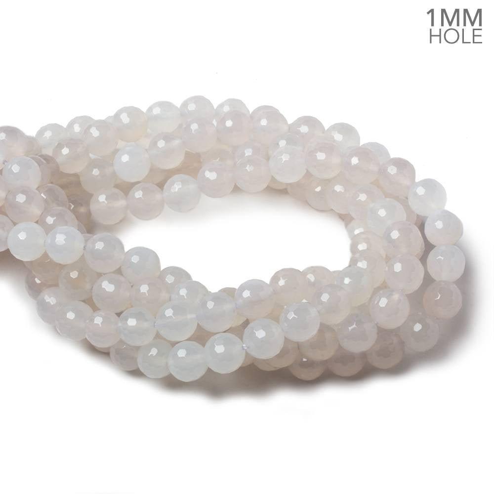 10mm Ice White Agate Faceted Rounds 15.5 inch 39 pieces - The Bead Traders
