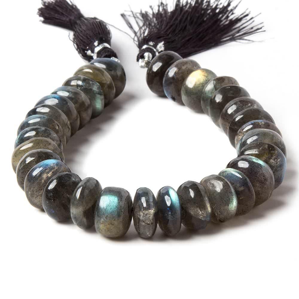 10mm Labradorite Beads Plain Rondelle A Grade 10 inch 44 pieces - The Bead Traders