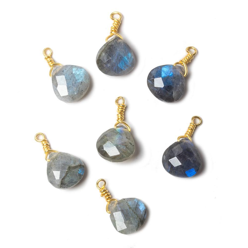10mm Labradorite heart Vermeil Wire Wrapped Focal Bead 1 pc - The Bead Traders