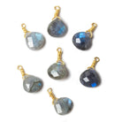 10mm Labradorite heart Vermeil Wire Wrapped Focal Bead 1 pc - The Bead Traders