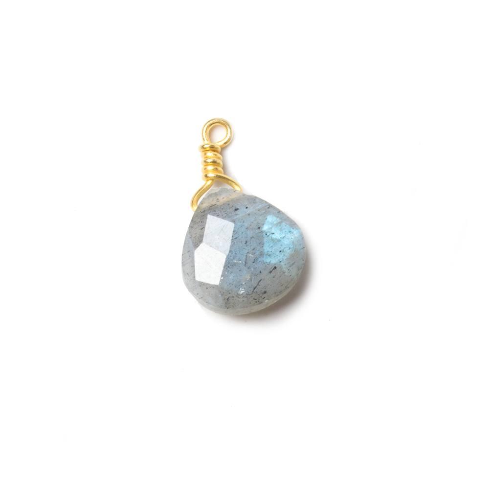 10mm Labradorite heart Vermeil Wire Wrapped Focal Bead 1 pc - The Bead Traders