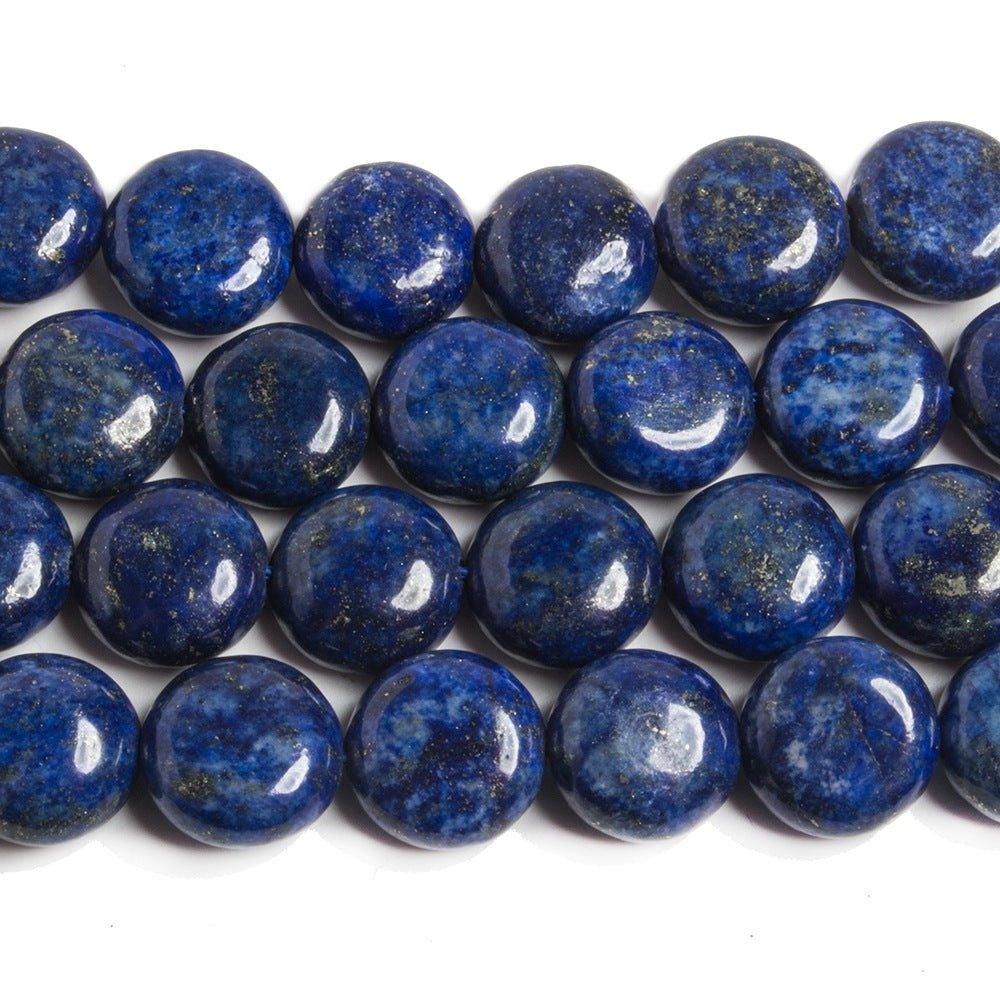 10mm Lapis Lazuli plain coin beads 15.5 inches 39 pieces - The Bead Traders