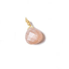 10mm Light Peach Moonstone heart Vermeil Wire Wrapped Pendant 1 pc - The Bead Traders