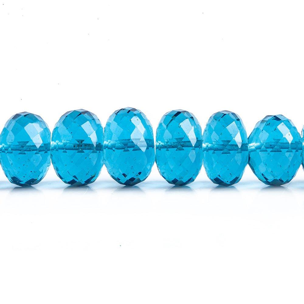 10mm London Blue Glass Faceted Rondelle Beads 8 inch 30 pieces - The Bead Traders