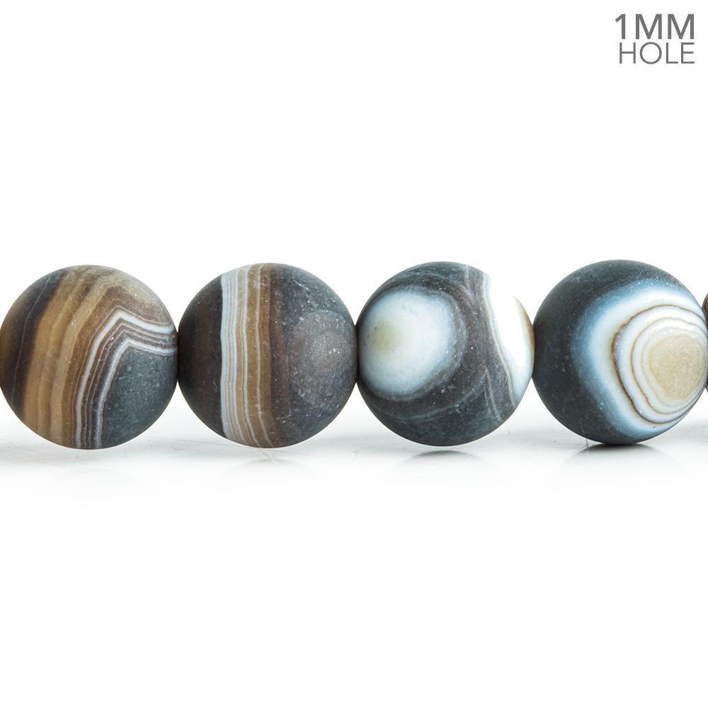 10mm Matte Banded Coffee Brown Agate 15 inch 38 pieces - The Bead Traders