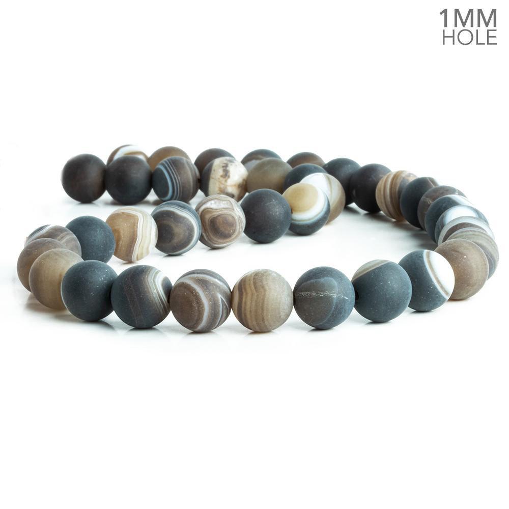 10mm Matte Banded Coffee Brown Agate 15 inch 38 pieces - The Bead Traders