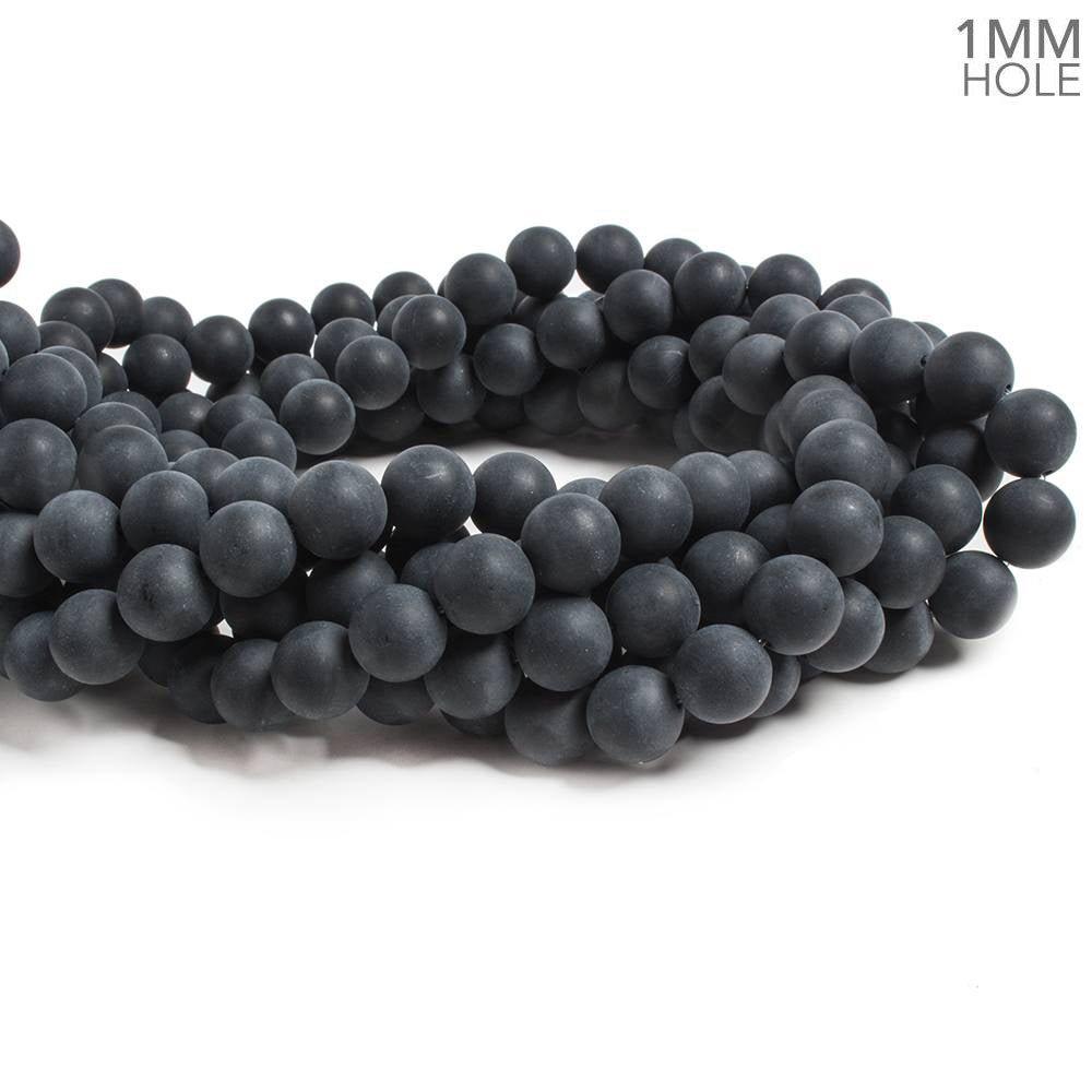 10mm Matte Black Onyx plain round beads 15 inches 39 pieces - The Bead Traders