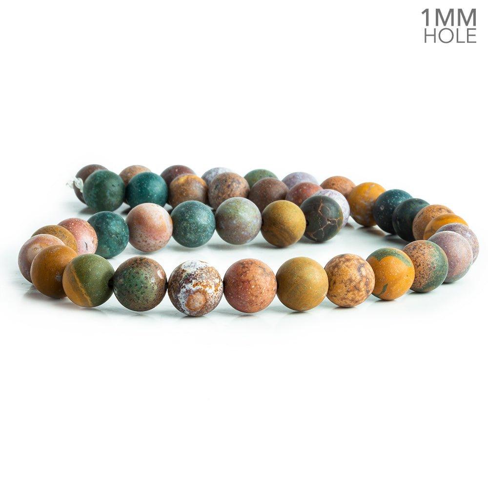10mm Matte Ocean Jasper Plain Round Beads 15 inch 39 pieces - The Bead Traders