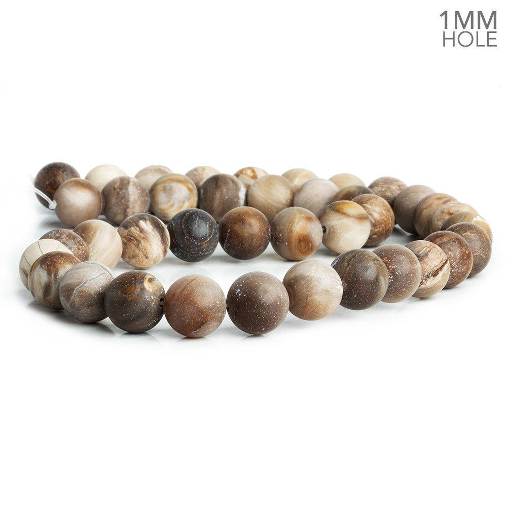 10mm Matte Petrified Wood Jasper 15.5 inch 38 pieces - The Bead Traders