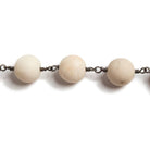10mm Matte River Stone Jasper plain round Black Gold plated Chain by the foot with 19 pcs - The Bead Traders