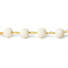 10mm Matte River Stone Jasper plain round Gold Chain by the foot with 18 beads - The Bead Traders