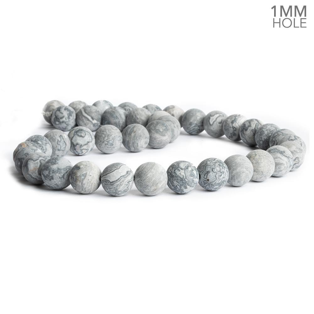 10mm Matte Silver Leaf Jasper Plain Round Beads 15 inch 38 pieces - The Bead Traders