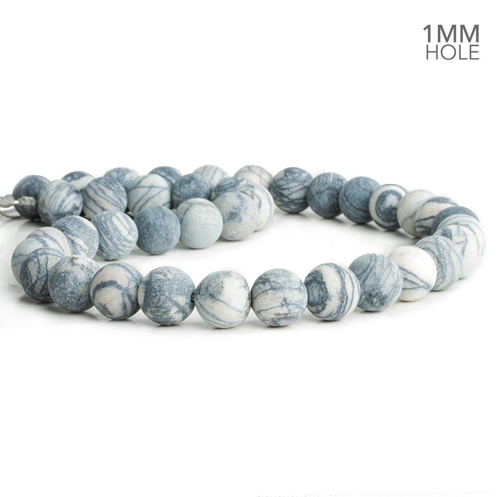 10mm Matte Silver Picasso Jasper Plain Round Beads 15 inch 38 pieces - The Bead Traders