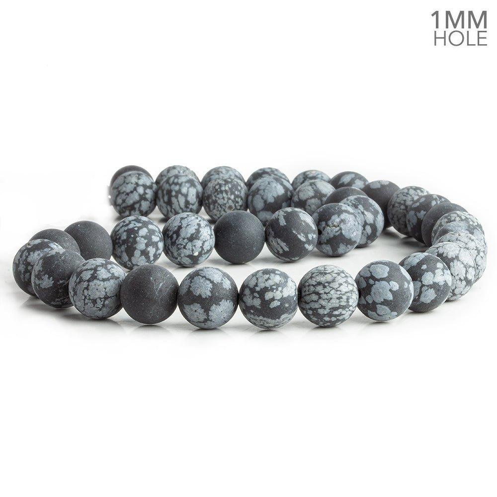 10mm Matte Snowflake Obsidian Plain Round Beads 15 inch 37 pieces - The Bead Traders