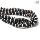 10mm Matte Tibetan Black & White Agate plain round beads 38 pieces - The Bead Traders