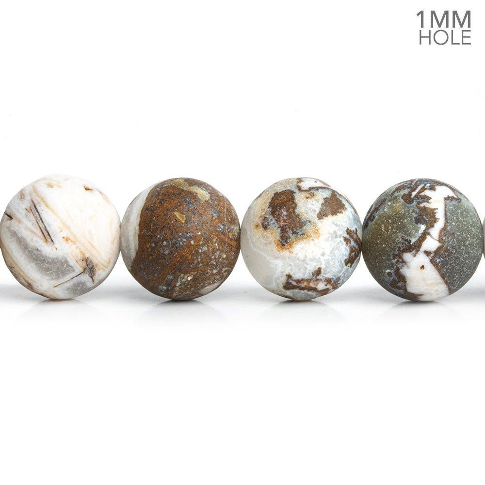 10mm Matte White & Brown Fire Agate 15 inch 37 pieces - The Bead Traders