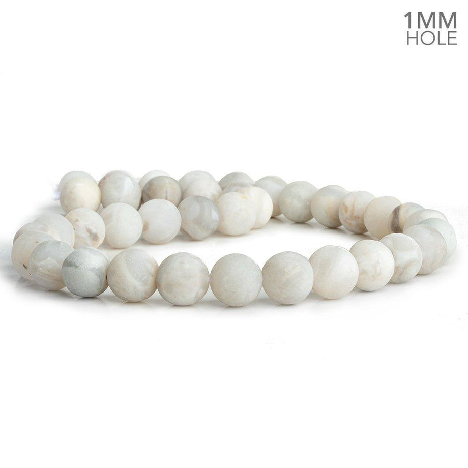 10mm Matte White Crazy Lace Agate 15 inch 35 pieces