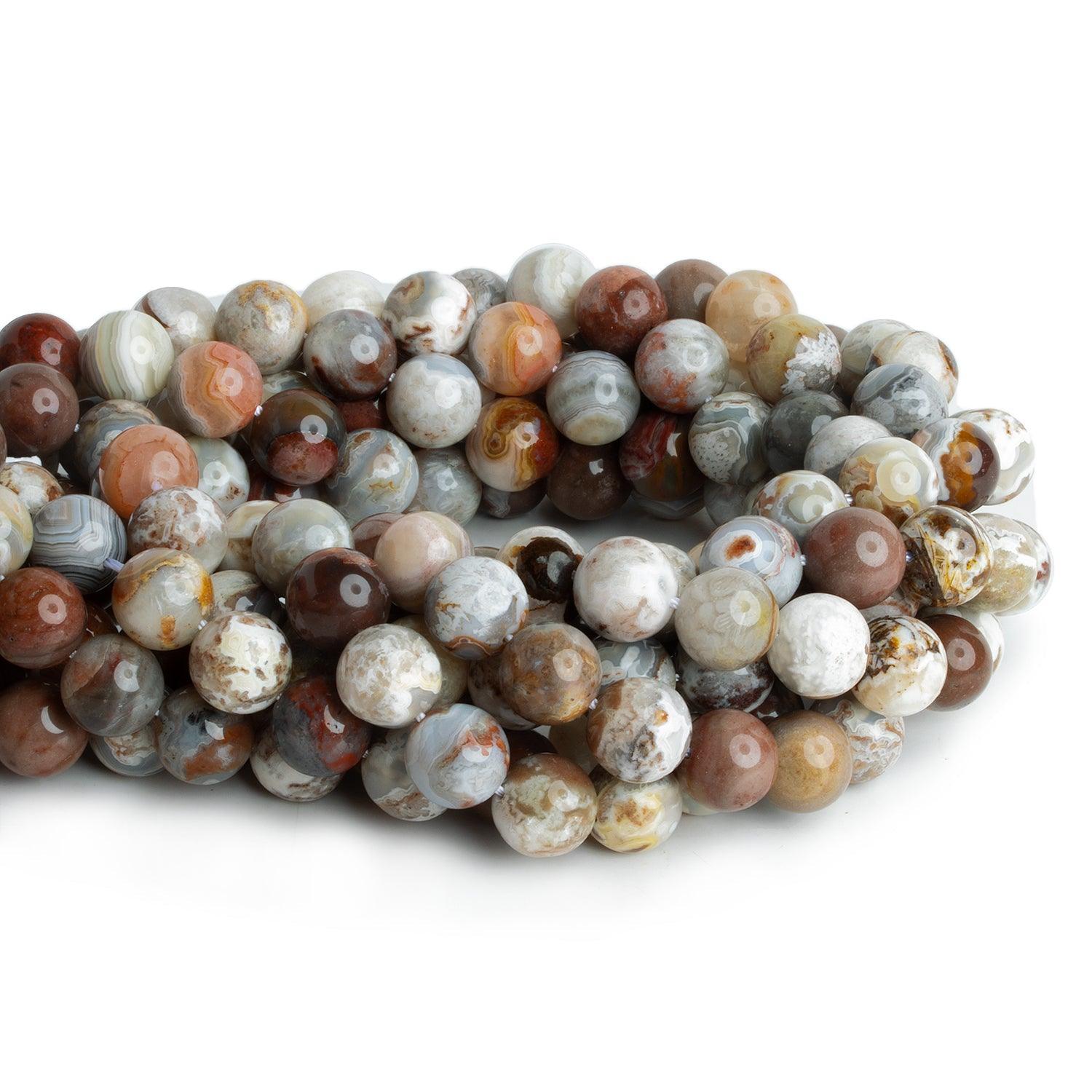 10mm Mexican Lace Agate Rounds 15 inch 37 beads - The Bead Traders