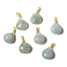 10mm Milky Aquamarine heart Vermeil Wire Wrapped Focal Bead 1 pc - The Bead Traders