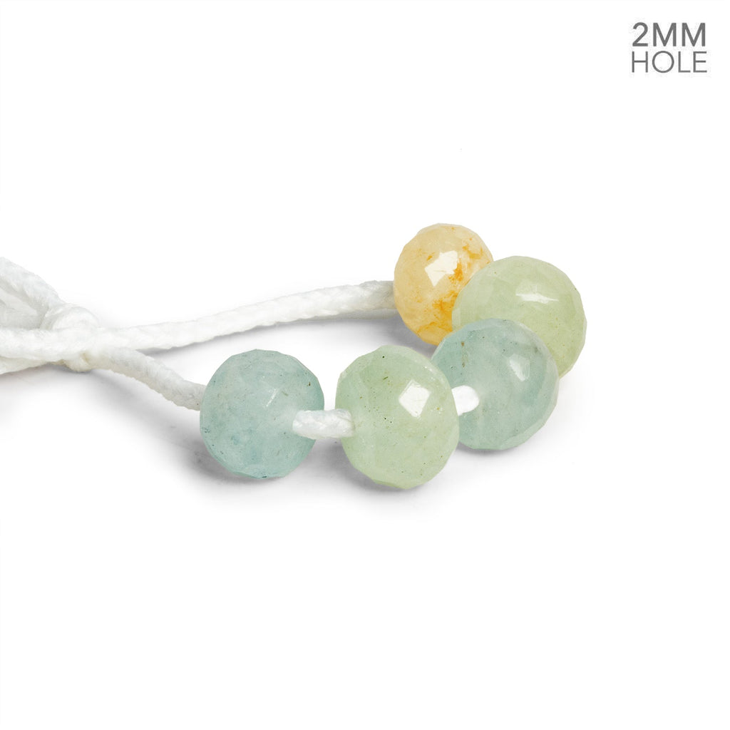 10mm Multi Beryl Large Hole Rondelles 5 beads - The Bead Traders