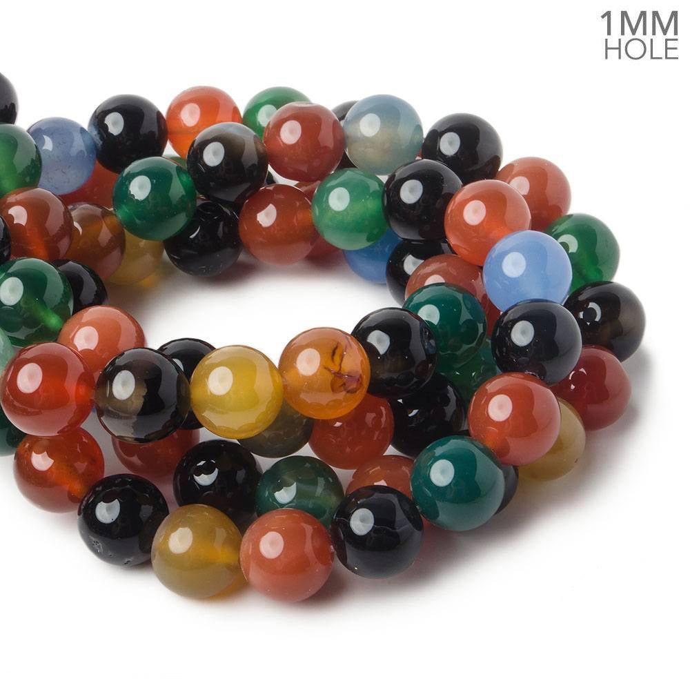 10mm Multi Color Agate Polished Round Beads 15 inch 38 pieces - The Bead Traders