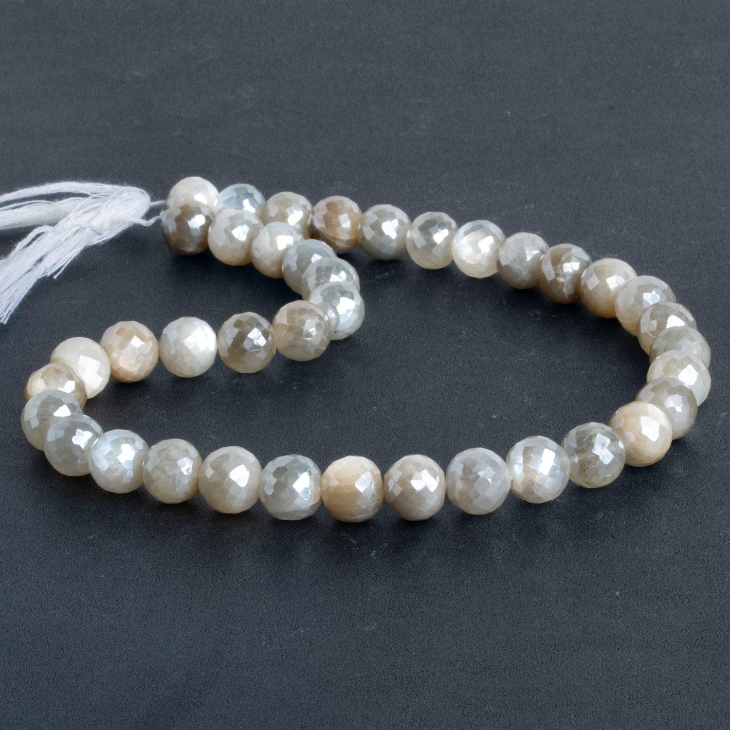 10mm Mystic Moonstone Faceted Rounds 14 inch 38 beads - The Bead Traders
