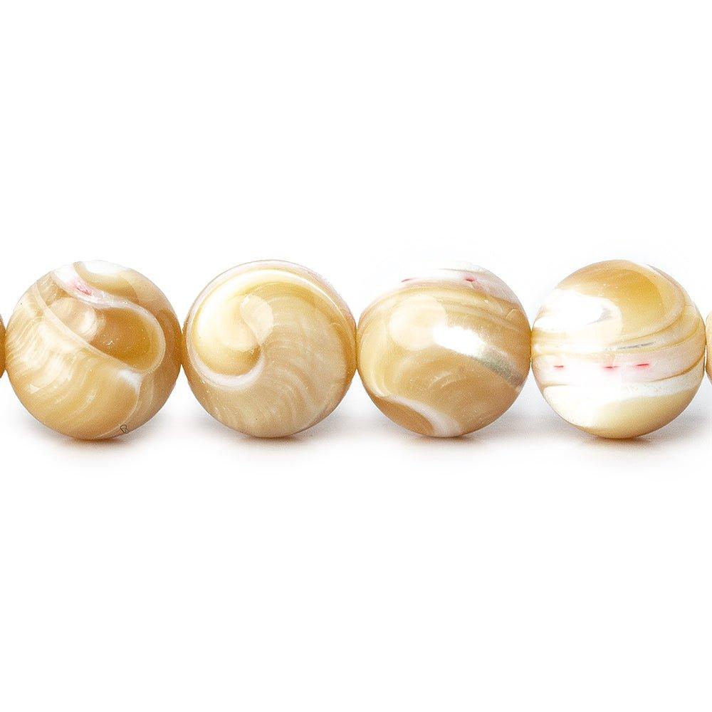 10mm Natural Beige Mother of Pearl polished round Beads 15 inch 41 pieces - The Bead Traders
