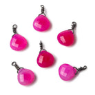 10mm Neon Pink Chalcedony faceted heart Black Gold Wire Wrapped Pendant focal bead 1 piece - The Bead Traders