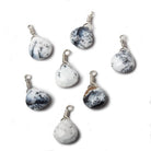 10mm Opaque Dendritic Opal heart .925 Silver Wire Wrapped Pendant 1 pc - The Bead Traders