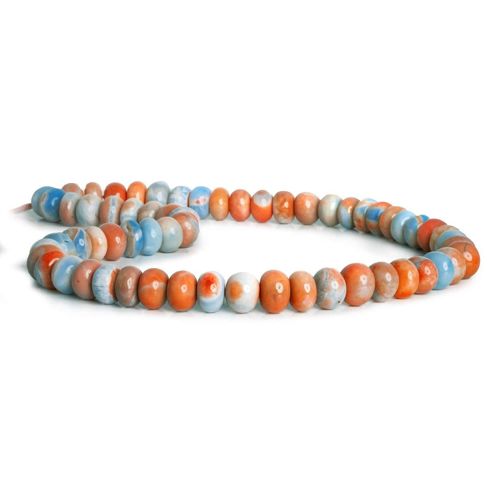 10mm Orange & Blue Opal Plain Rondelles 16 inch 60 beads - The Bead Traders