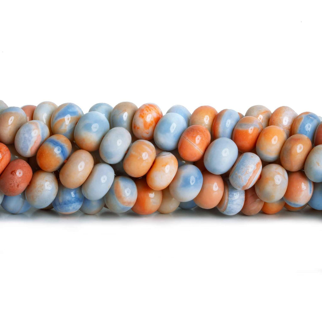 10mm Orange & Blue Opal Plain Rondelles 16 inch 60 beads - The Bead Traders