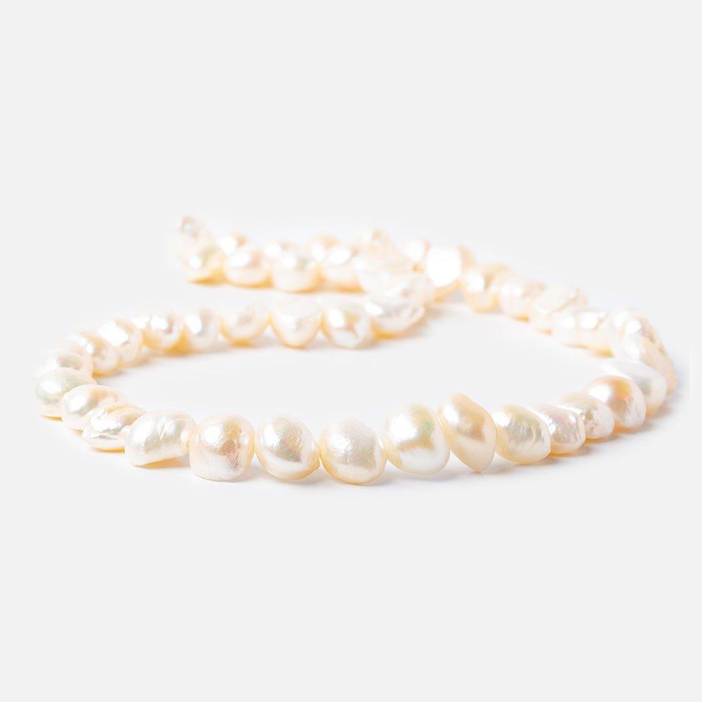 10mm Peach Side Drilled Baroque Freshwater Pearls, 16 inch - The Bead Traders
