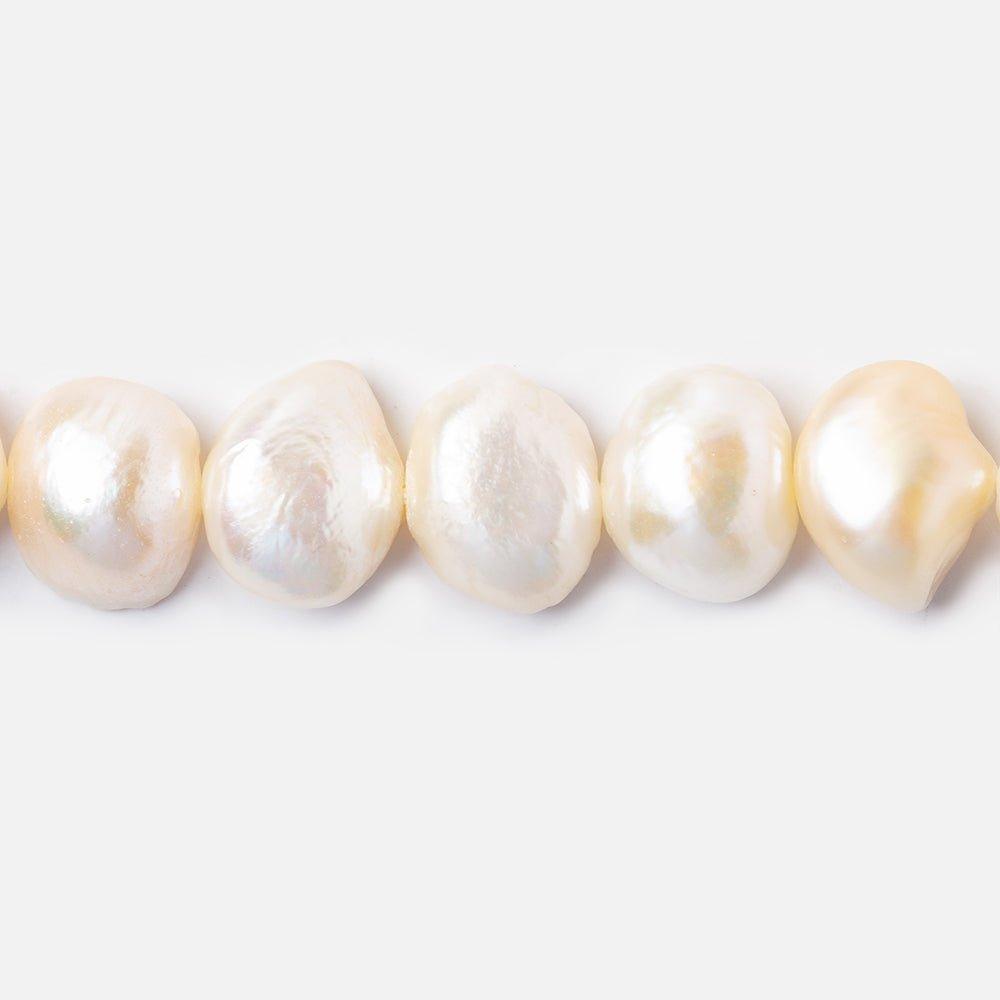 10mm Peach Side Drilled Baroque Freshwater Pearls, 16 inch - The Bead Traders