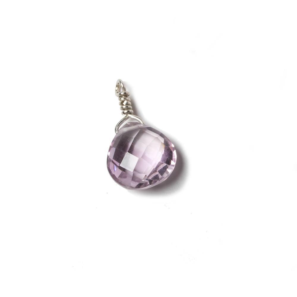 10mm Pink Amethyst heart .925 Silver Wire Wrapped Pendant 1 pc - The Bead Traders