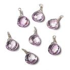 10mm Pink Amethyst heart .925 Silver Wire Wrapped Pendant 1 pc - The Bead Traders